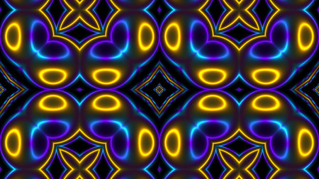 3D Rendering Abstract colorful background bright yellow and blue colors, modern colorful wallpaper. Futuristic background. Digital abstract flowing waves seamless loop animation, moving bent curvesの写真素材