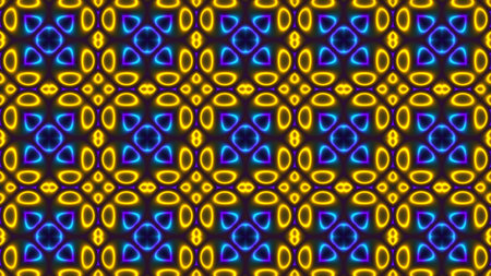 3D Rendering Abstract colorful background bright yellow and blue colors, modern colorful wallpaper. Futuristic background. Digital abstract flowing waves seamless loop animation, moving bent curvesの写真素材