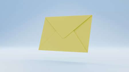 Mail envelope isolated on pastel blue background. New email message notice icon. Concept of subscription to newsletter. new incoming message. 3d rendering.の写真素材