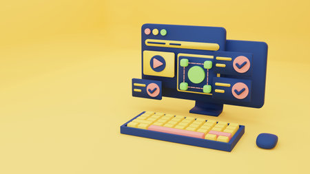 Frame user interface abstract geometric shape UX. Concept of web design , website development, website page, computer graphic design, user interface. Banners for website and mobile app. 3d rendering.の写真素材