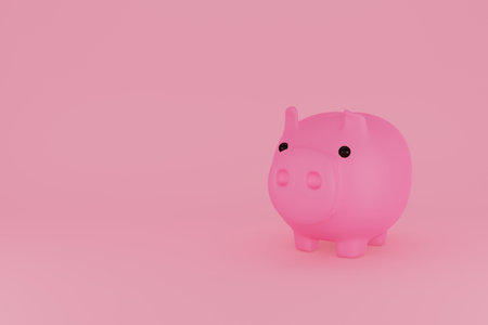 Piggy bank on pink background. financial planning for the future. Keep and accumulate cash savings. Banking, finance, economy, investment. 3D rendering.の写真素材