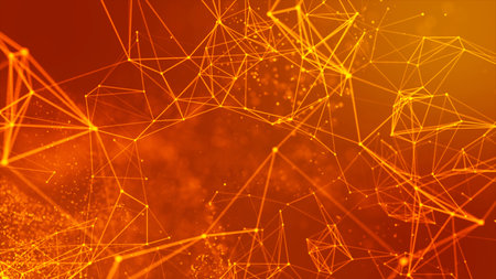 Plexus style background. High tech digital technology background, Creative technology background with Plexus and optical flares, Data visualization, cyberspace Big data technology, 3d renderingの写真素材