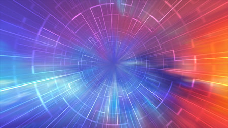 Hi-tech digital technology concept Futuristic abstract Cyberspace background Data center, server, internet, speed Artificial intelligence Geometric artificial intelligence tech backdrop 3d rendering.の写真素材