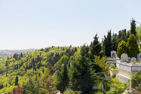 The ottoman sultan historic old Eyup cemetery, Istanbul, Turkey on 27 April 2013の写真素材