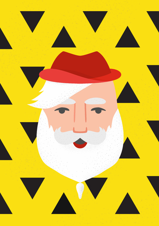 Modern Santa Claus. Greeting card for the New Year or Christmas. Vector illustration cartoon flat style. Trendy creative fashion poster. Set Modern Xmas.のイラスト素材