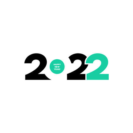 2020 Logotype of the year. Vector modern minimalistic text with green numbers. Conceptual design. Vector perfect modern minimalistic text with black numbers. Isolated on white background.のイラスト素材