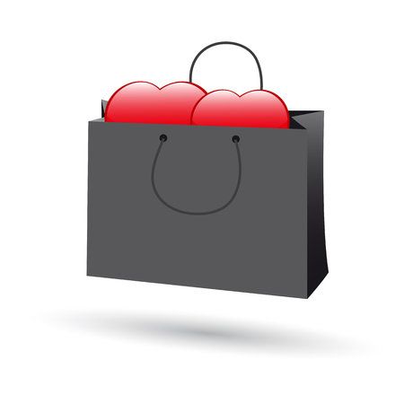 Two hearts in a gift bag. Valentines Dayのイラスト素材