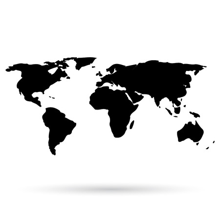 World map. Black icon on white background.のイラスト素材