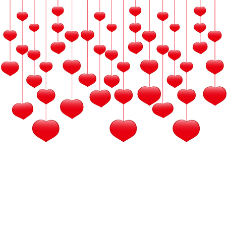 Hearts on threads template for greeting cards. Valentine's Day.のイラスト素材