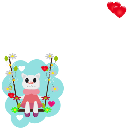 Template for a card with a cat Valentine's Dayのイラスト素材