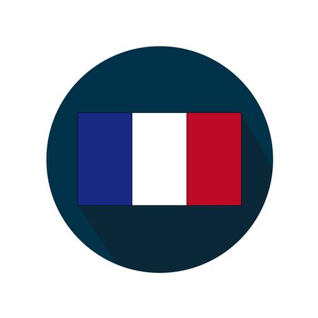 France flag with long shadow. Icon on white backgroundのイラスト素材