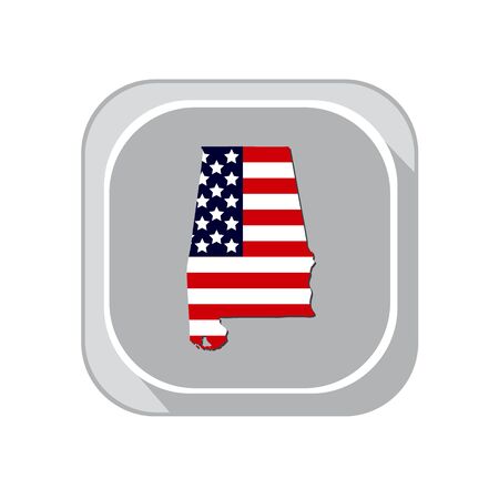 Map of the U.S. state  Alabama. American flagのイラスト素材