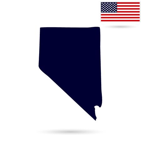 Map of the U.S. state  Nevada on a white background. American flのイラスト素材