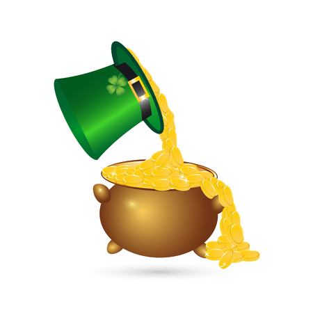 Pot with coins cylinder. St.Patrick 's Dayのイラスト素材