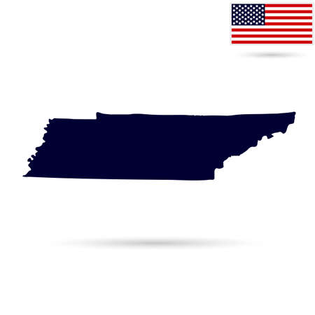 Map of the U.S. state  Tennessee on a white background. American flagのイラスト素材