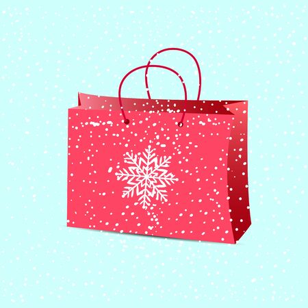 Gift bag on a Christmas backgroundのイラスト素材