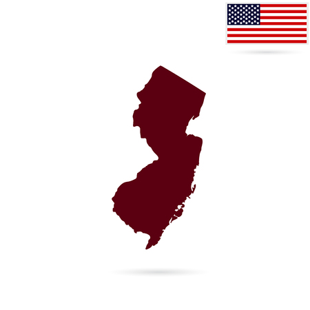 Map of the U.S. state of New Jersey on a white background. American flagのイラスト素材