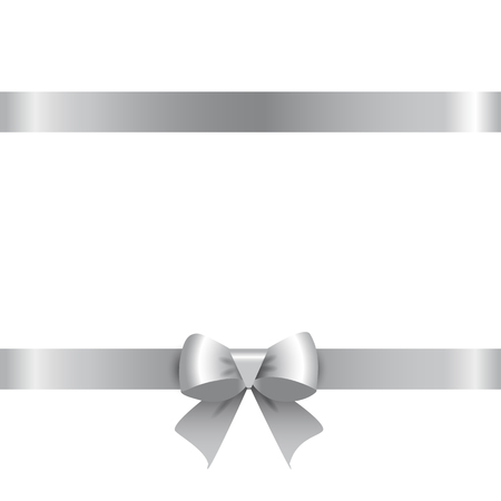 Silver ribbon with a bow. Vector illustration on white backgroundのイラスト素材