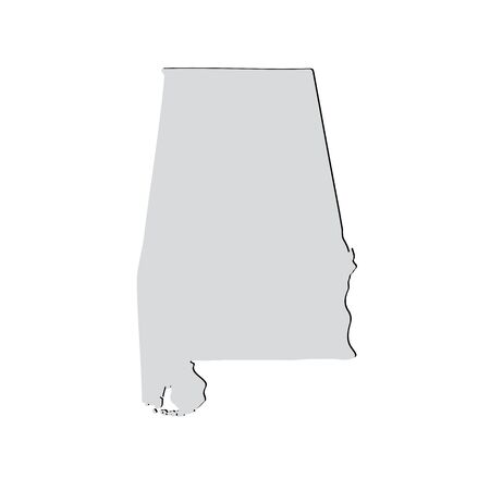 Map of the U.S. state of Alabama on a white backgroundのイラスト素材