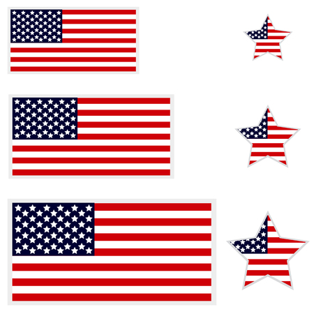 Icons of american flag on white backgroundのイラスト素材