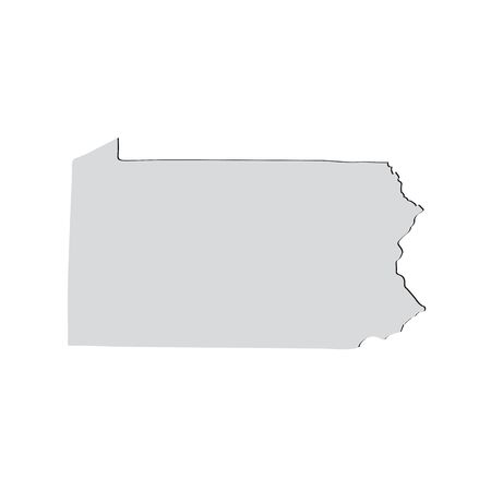 Map of the U.S. state of Pennsylvania on a white backgroundのイラスト素材