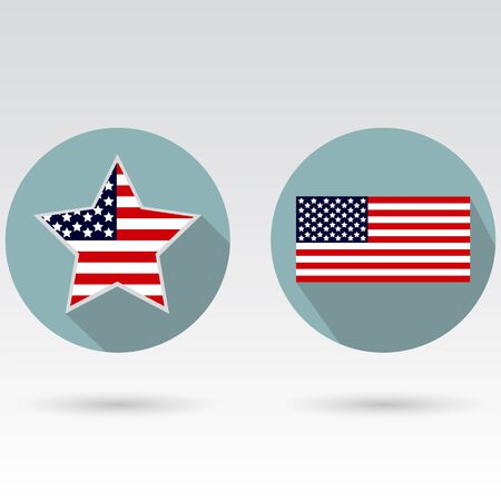Icons American flag, star on a gray backgroundのイラスト素材