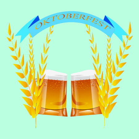 Oktoberfest beer ears ribbonのイラスト素材