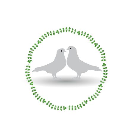 Pigeons branches Day of Peaceのイラスト素材