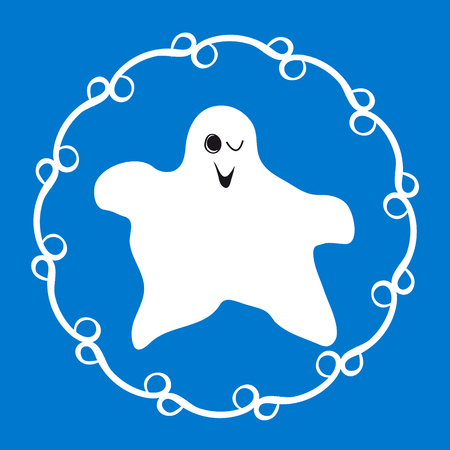 Funny ghost in the frame, cardのイラスト素材