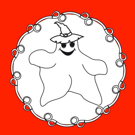 Funny ghost hat card.のイラスト素材