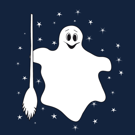 Ghost in the starry sky, postcard.のイラスト素材