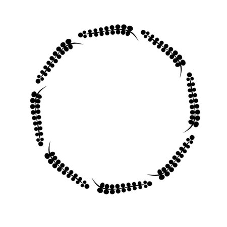 Round frame icon made of branches in black and white.のイラスト素材