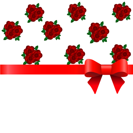 Template for postcard with roses and ribbonのイラスト素材