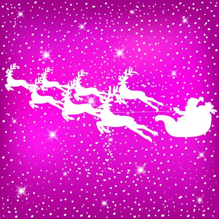 Santa with reindeer on a purple backgroundのイラスト素材