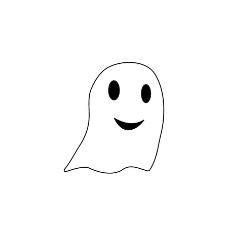 Funny Ghost on a White Halloween Backgroundのイラスト素材