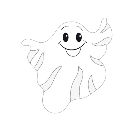 Funny Ghost on a White Halloween Backgroundのイラスト素材