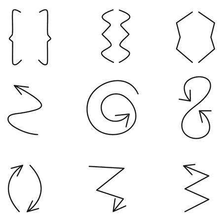 Set of arrows and brackets black on white background