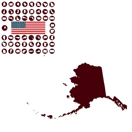 Map of the U.S. state of Alaska on a white background.のイラスト素材