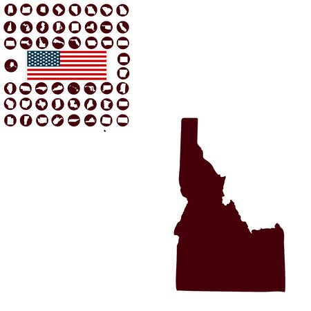 Map of the U.S. state of Idaho on a white backgroundのイラスト素材