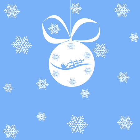 Christmas card Christmas ball on a blue background, snowflakesのイラスト素材