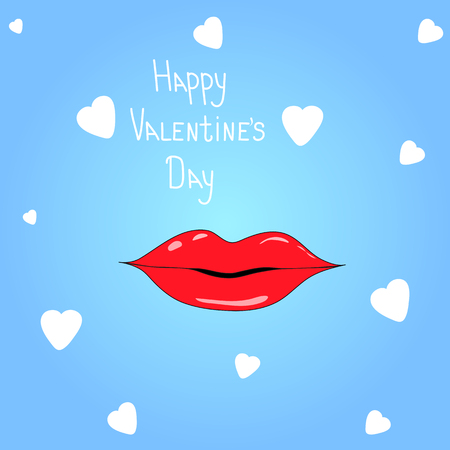 Postcard with the inscription, the lips of the heart. Valentine's Dayのイラスト素材