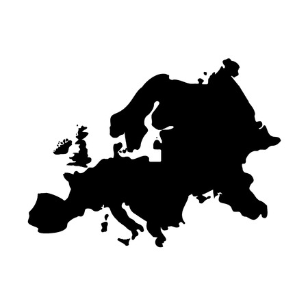 Map of Europe black on white backgroundのイラスト素材