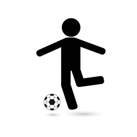 Icon of a football player with a black ball on a white backgroundのイラスト素材