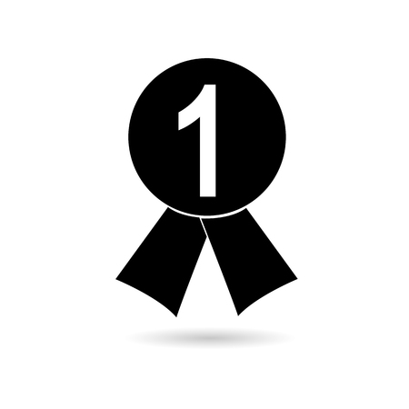 Icon medal for first place black on white backgroundのイラスト素材
