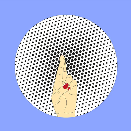 Hand with crossed fingers on a dotted background.のイラスト素材