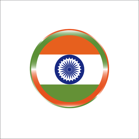 Glass button with the image of the flag of India.のイラスト素材