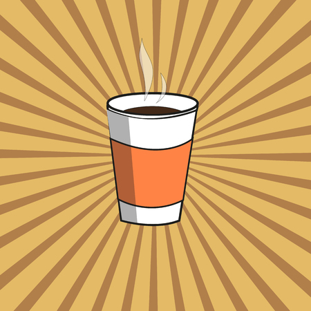 Paper cup with hot coffee on a radiant backgroundのイラスト素材