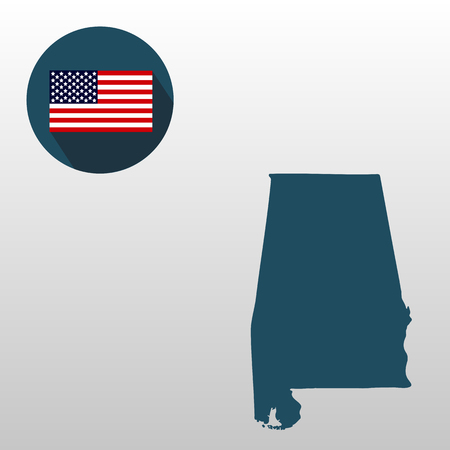Set of icons of American map and flag Alabamaのイラスト素材