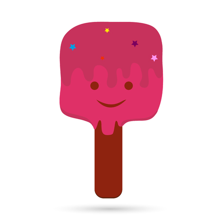 Ice cream icon covered with chocolate in a vase.のイラスト素材