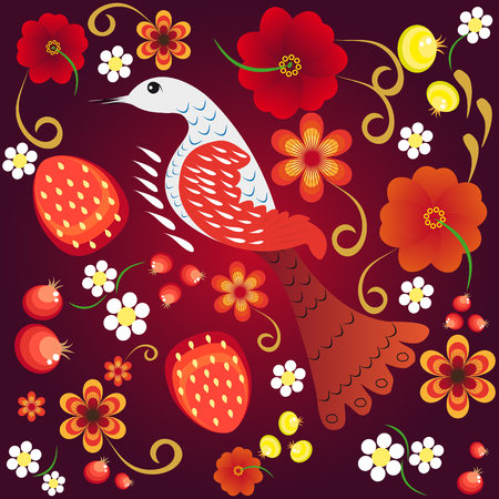 A pattern in the traditional Russian style of Khokhloma.のイラスト素材